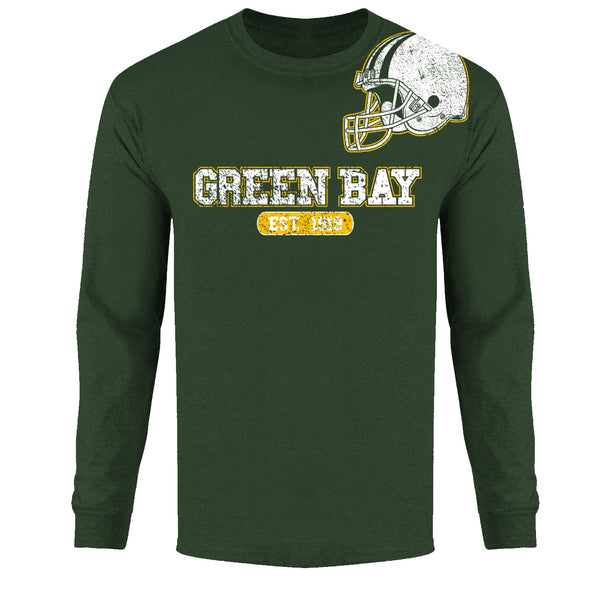 Men's  Awesome Football Helmet Shoulder Green Bay - Long Sleeve