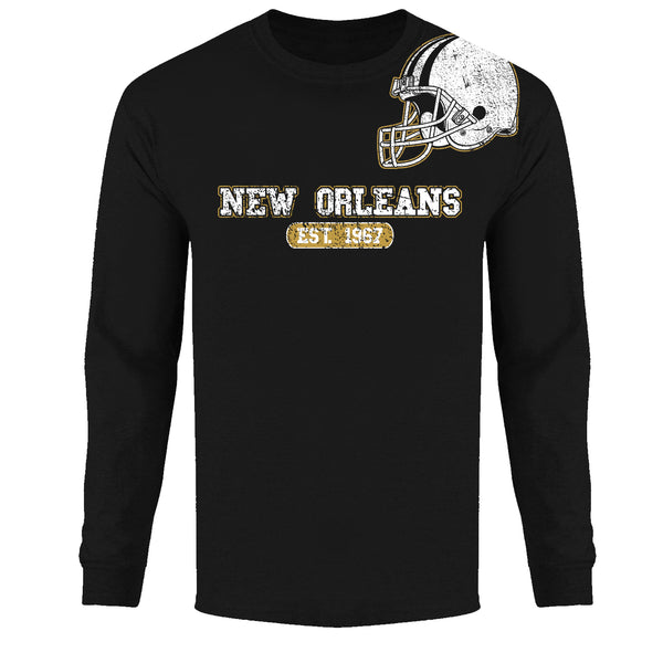 Men's  Awesome Football Helmet Shoulder New Orleans - Long Sleeve