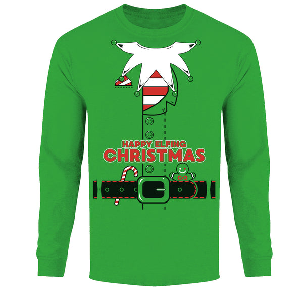 Men's Christmas - Elf Suit - Happy Elfing Christmas - Long Sleeve