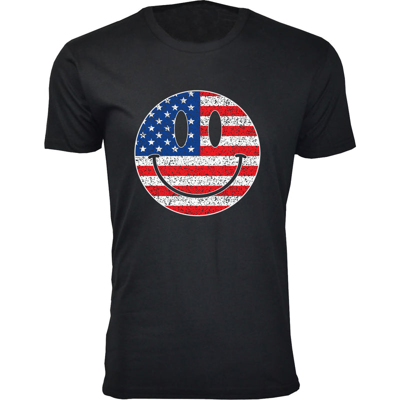 Men's - 4th of July - Happy Face Grunge Flag