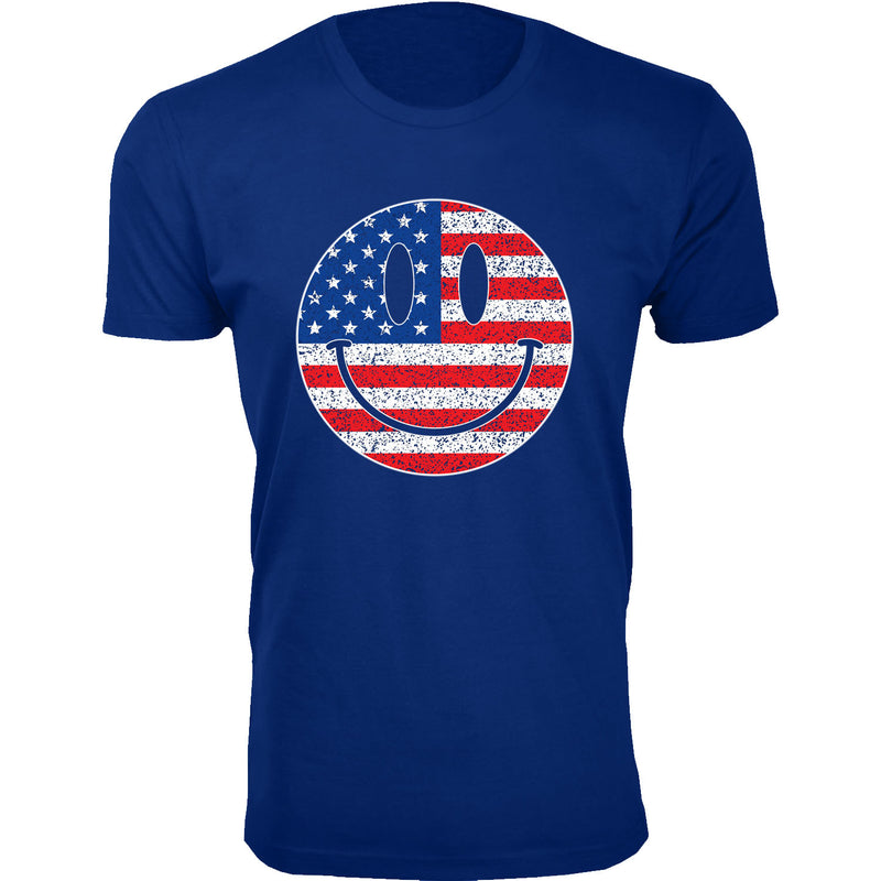 Men's - 4th of July - Happy Face Grunge Flag