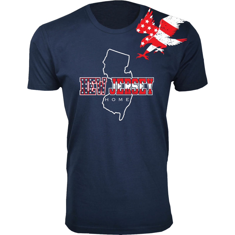 Men's - 4th of July - NEW JERSEY HOME American Flag Letters Eagle