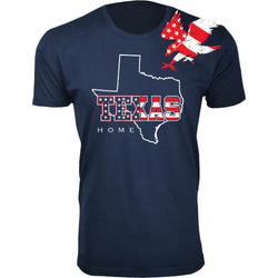 Men's - 4th of July - TEXAS HOME American Flag Letters Eagle