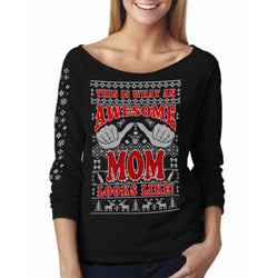 Women - This is What an Awesome Mom Looks Like  - Off The Shoulder 3/4 Top