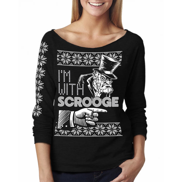 Women - I'm With Scrooge  - Off The Shoulder 3/4 Top