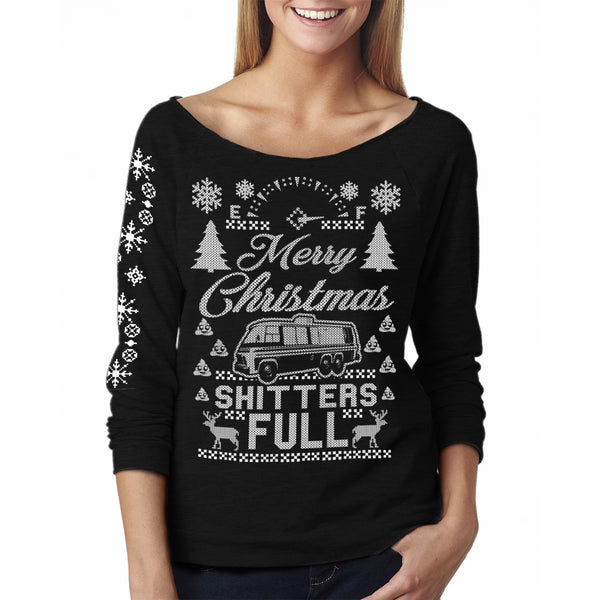 Women - Merry Christmas Shitters Full - Off The Shoulder 3/4 Top