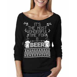 Women - It's The Most Wonderful Time For A Beer - Off The Shoulder 3/4 Top