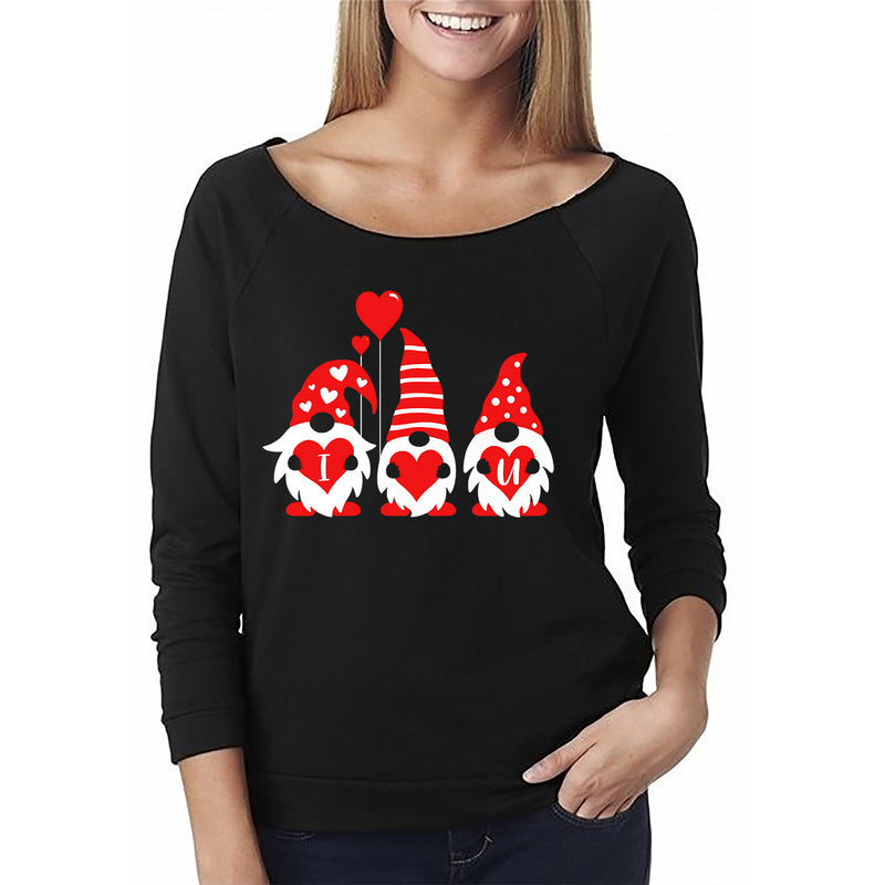 Women Valentine's Day - Gnomies - Off The Shoulder 3/4 Top L/S