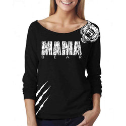 Women - Mama Bear Scratch Off The Shoulder 3/4 Top L/S