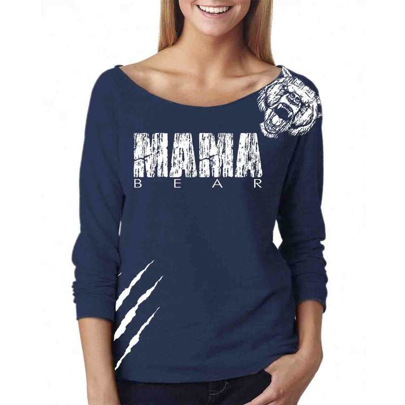 Women - Mama Bear Scratch Off The Shoulder 3/4 Top L/S