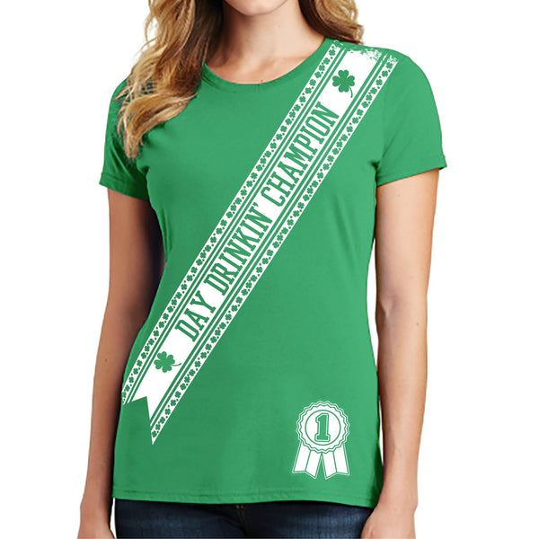 Women's St. Patrick's Day Lucky T-Shirts - Day Drinkin Campion Ribbon