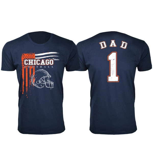 Men's Dad #1 Vintage USA Flag Football T-Shirt - Chicago