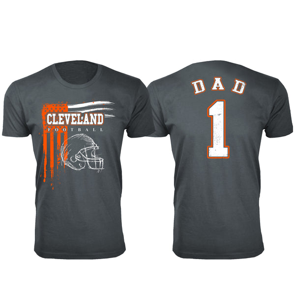 Men's Dad #1 Vintage USA Flag Football T-Shirt - Cleveland