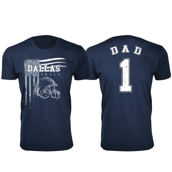 Men's Dad #1 Vintage USA Flag Football T-Shirt - Dallas