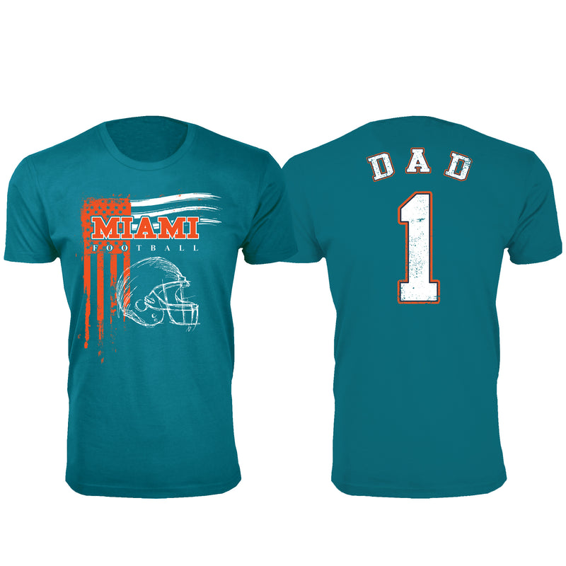 Men's Dad #1 Vintage USA Flag Football T-Shirt - Miami