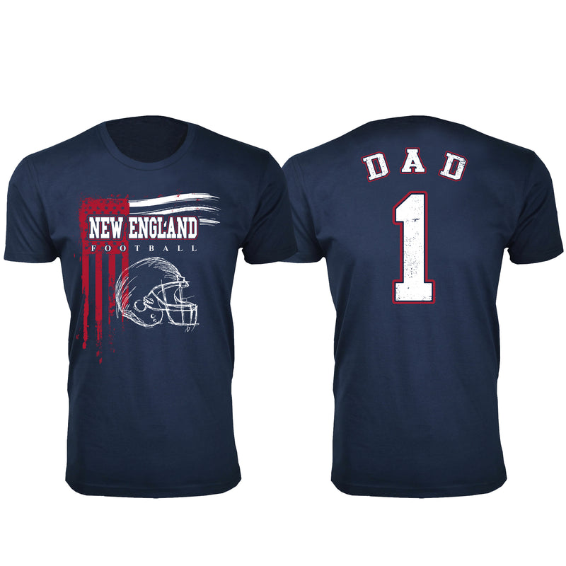 Men's Dad #1 Vintage USA Flag Football T-Shirt - New England