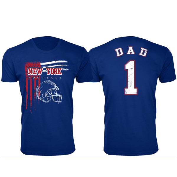 Men's Dad #1 Vintage USA Flag Football T-Shirt - Royal Blue