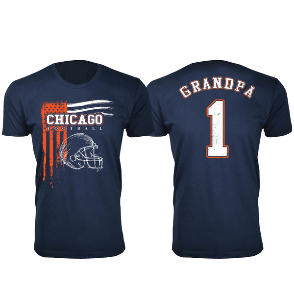 Men's Grandpa #1 Vintage USA Flag Football T-Shirt - Chicago