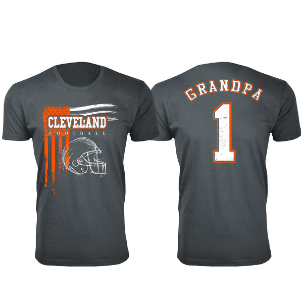 Men's Grandpa #1 Vintage USA Flag Football T-Shirt - Cleveland