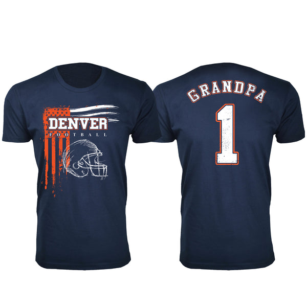 Men's Grandpa #1 Vintage USA Flag Football T-Shirt - Denver