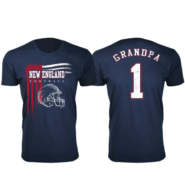 Men's Grandpa #1 Vintage USA Flag Football T-Shirt - New England