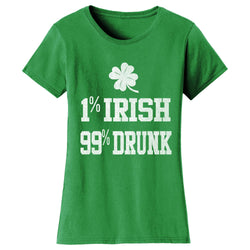 Women's St. Patrick's Day T-shirts - 1% IRISH 99% DRUNK