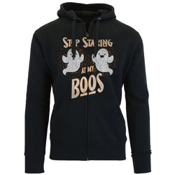 Women's Awesome Halloween Zip Up Hoodie - Stop Staring at My Boos