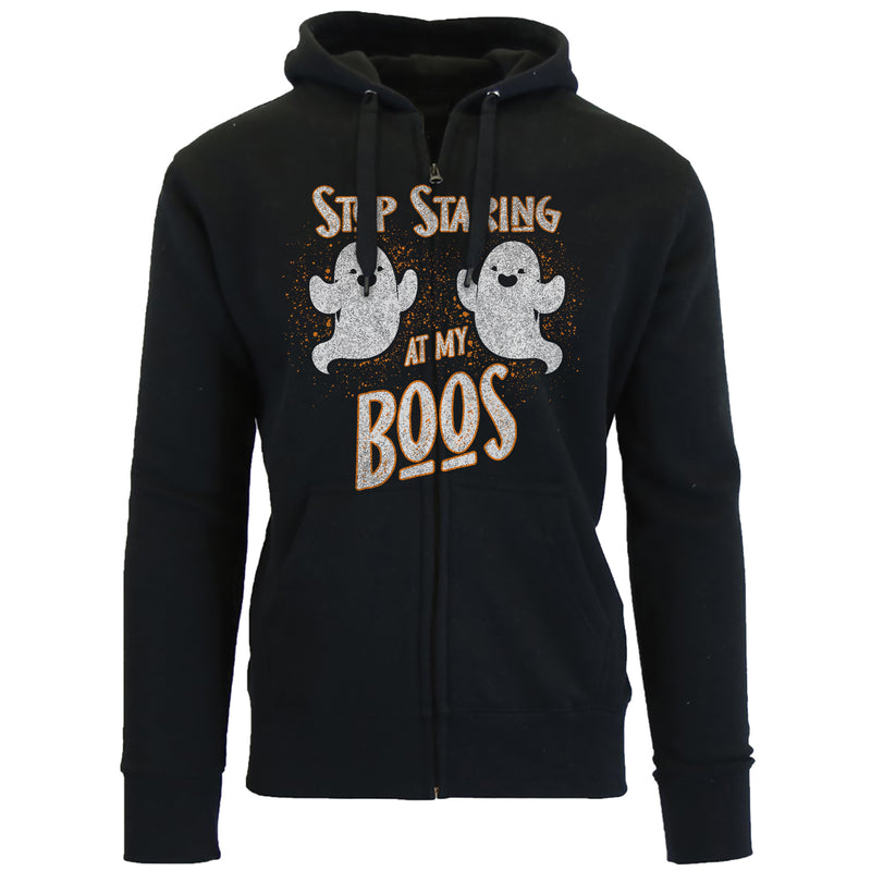 Women's Awesome Halloween Zip Up Hoodie - Stop Staring at My Boos