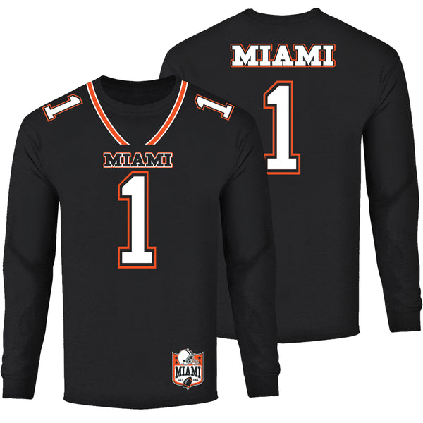 Men's Football Team Jersey Long Sleeve Shirts - Miami