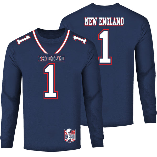 Men's Football Team Jersey Long Sleeve Shirts - New England