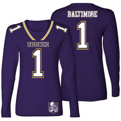 Women's Football Team Jersey Long Sleeve Shirts - Baltimore