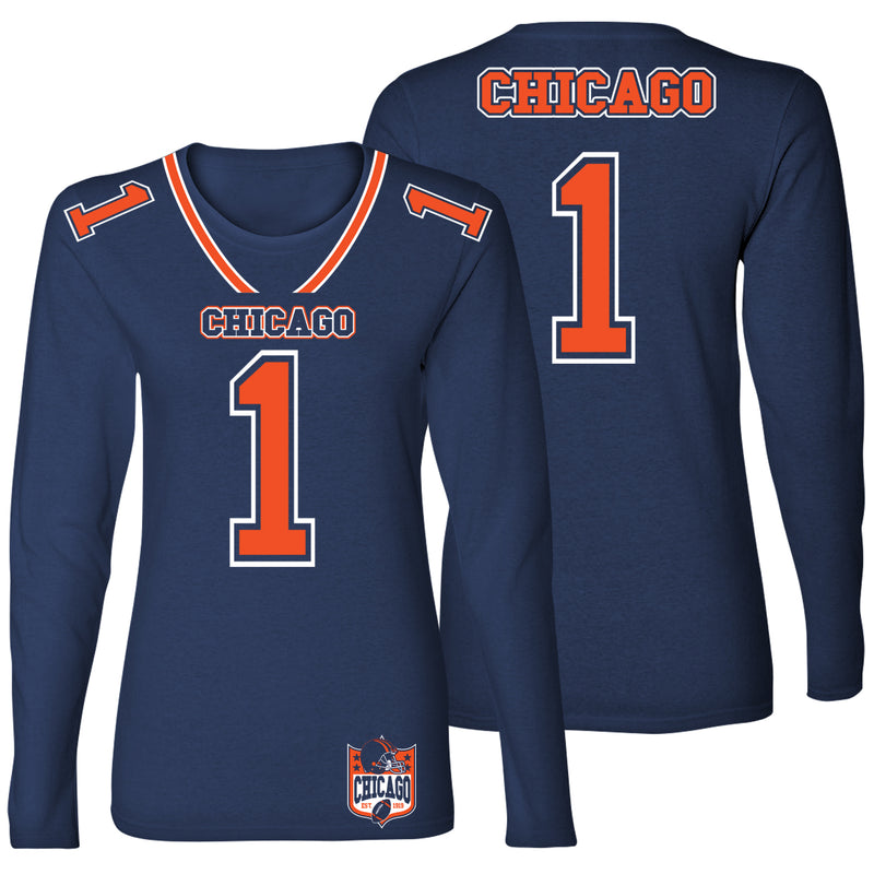 Women's Football Team Jersey Long Sleeve Shirts - Chicago