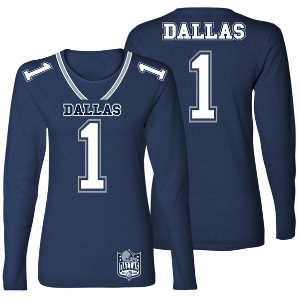 Women's Football Team Jersey Long Sleeve Shirts - Dallas