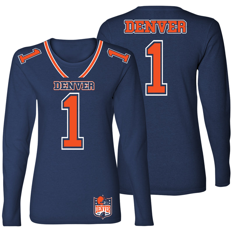 Women's Football Team Jersey Long Sleeve Shirts - Denver