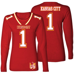 Women's Football Team Jersey Long Sleeve Shirts - Kansas City