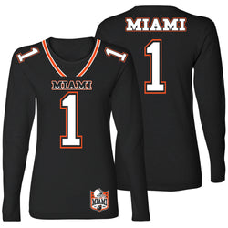 Women's Football Team Jersey Long Sleeve Shirts - Miami