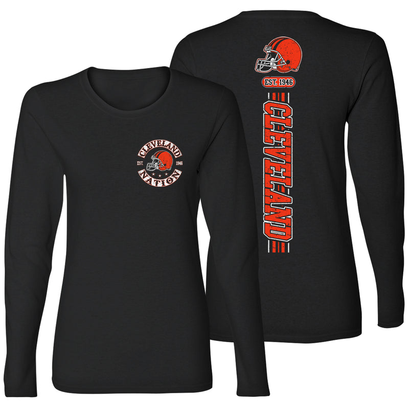 Women's Football Team Stripes Long Sleeve - Cleveland