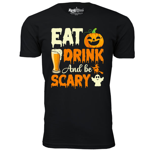 Men Creepy Scary Halloween T-Shirt - Eat Drink and Be Scary