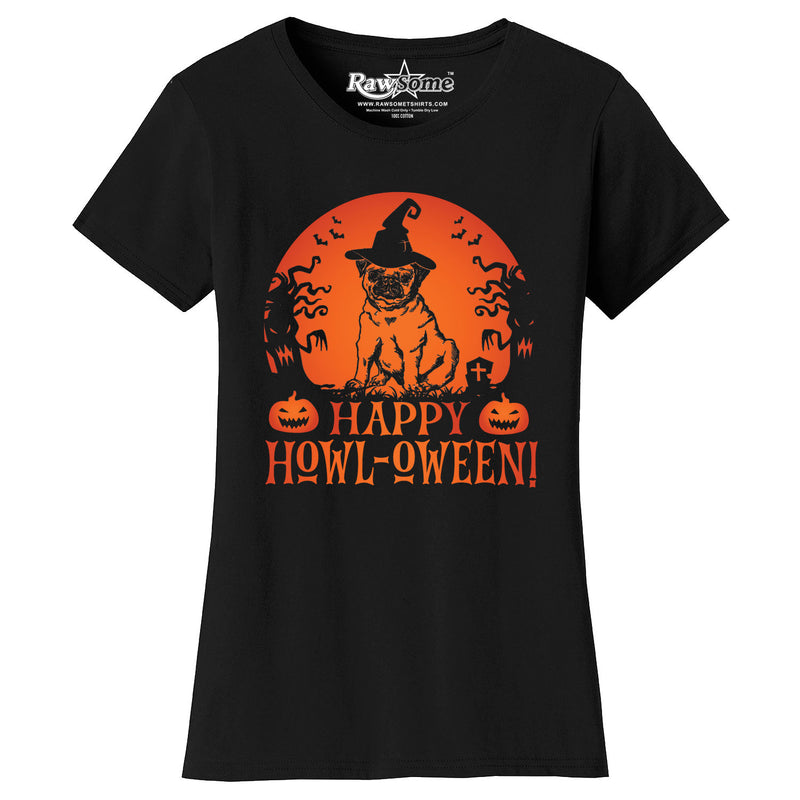 Women Creepy Scary Halloween T-Shirt - Happy HoWL-oWEEN