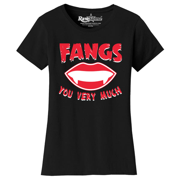 Women Creepy Scary Halloween T-Shirt - Fangs You Very Much