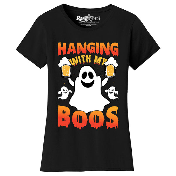 Women Creepy Scary Halloween T-Shirt - Hanging with My Boos