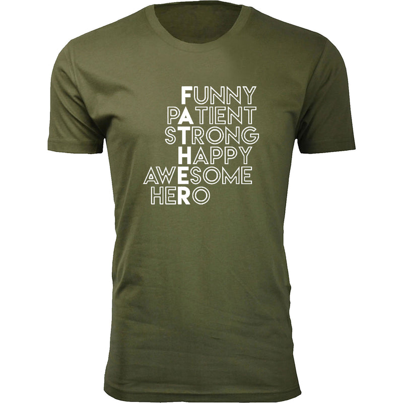 Men's Funny pAtient sTrong Happy awEsome heRo FATHER T-shirts