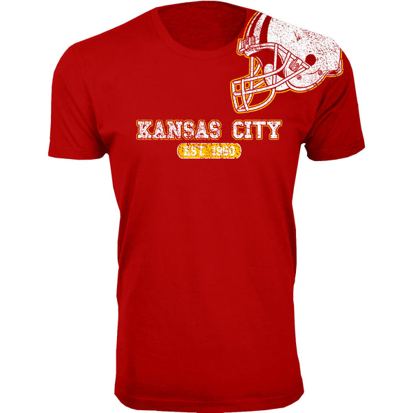 Men's Awesome Football Shoulder Helmet T-shirts - Kansas City