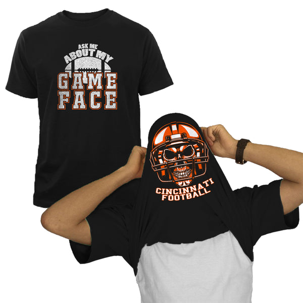 Men's Football Face Print Flip T-Shirts - Cincinnati