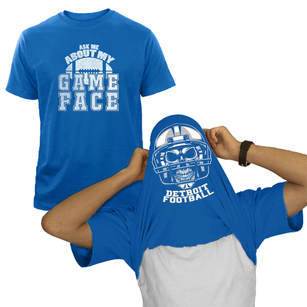 Men's Football Face Print Flip T-Shirts - Detroit