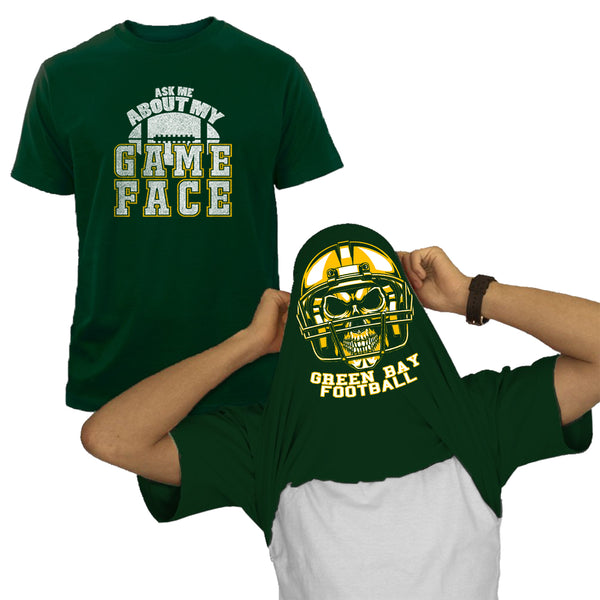 Men's Football Face Print Flip T-Shirts - Greenbay