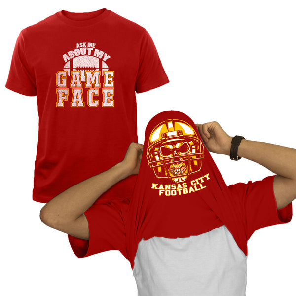 Men's Football Face Print Flip T-Shirts - Kansas City