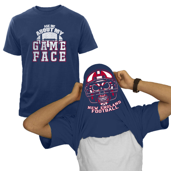 Men's Football Face Print Flip T-Shirts - New England