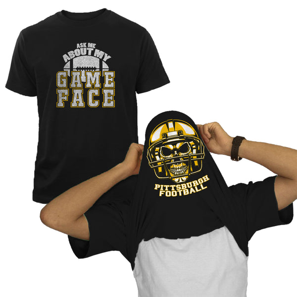 Men's Football Face Print Flip T-Shirts - Pittsburgh