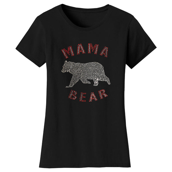 Women's Mother's Day Rhinestone Bling T-shirts - Mama Bear Animal